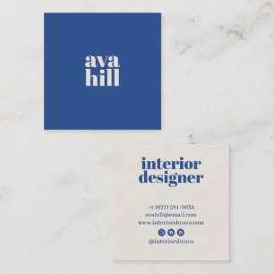 Cartão De Visita Quadrado Moderno Logotipo Azul Minimalista Profissional Ele