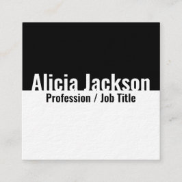 Cartão De Visita Quadrado Moderno Minimalista de Bloco de Cor Branca Preta