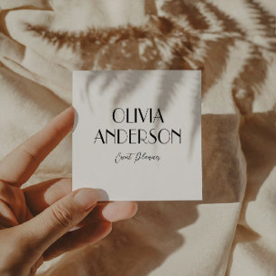 Cartão De Visita Quadrado Moderno Mínimo Elegante de Chic Black & White Boho