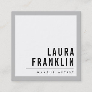 Cartão De Visita Quadrado MODERNO MÍNIMO nome a negrito cinza de prata pálid