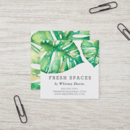 Cartão De Visita Quadrado MODERNO MONSTERA LEAF na moda health verde