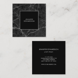 Cartão De Visita Quadrado Moderno profissional mármore preto elegante
