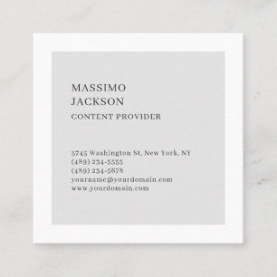 Cartão De Visita Quadrado Moderno Simples Preto Branco Cinza Minimalista