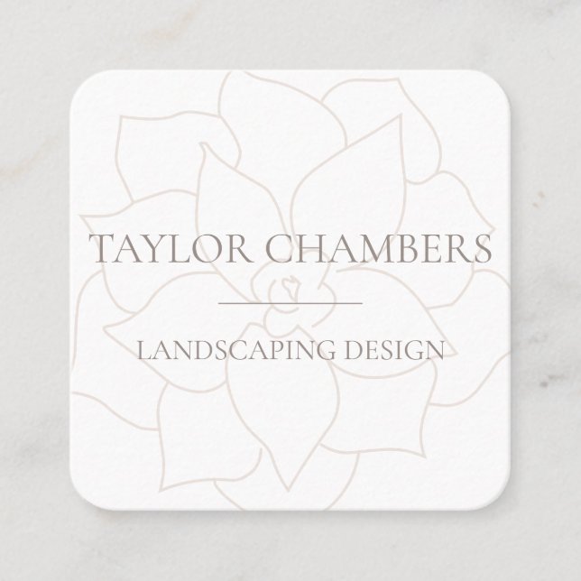 Cartão De Visita Quadrado Moderno Suculento Simples (Frente)