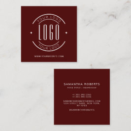 Cartão De Visita Quadrado Moderno vermelho simples adicione seu logotipo car