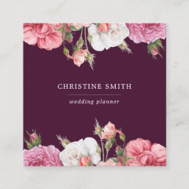 Cartão De Visita Quadrado Moderno Vintage Simples Rosa Rosa Rosa