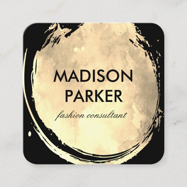 Cartão De Visita Quadrado Mola d'água Contemporânea Dourada Bruta (Frente)