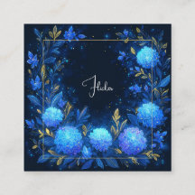 Moldura Celestial Dourada Floral Azul Luminosa Mei