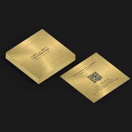 Cartão De Visita Quadrado Moldura de borda Dourada com tonalidade Dourada mi