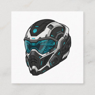 Cartão De Visita Quadrado Moletom Gráfico de Piloto de Mecha Cyberpunk Sci-F