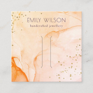 Cartão De Visita Quadrado Monitor de Clipe de Cabelo de Textura Laranja Amar