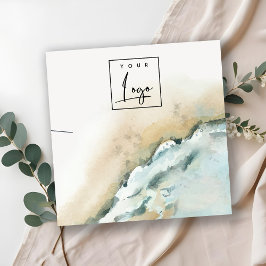 Cartão De Visita Quadrado Monitor de Colar de Praia das Ondas Costeiras do M