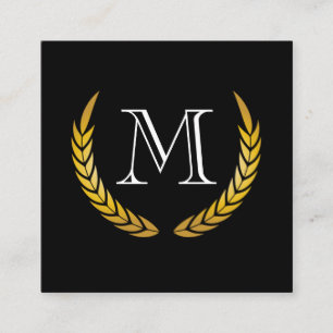 Cartão De Visita Quadrado Monograma clássico com elementos decorativos