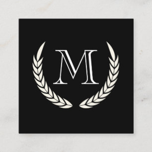 Cartão De Visita Quadrado Monograma com Elementos