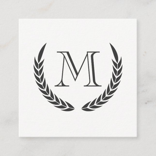 Cartão De Visita Quadrado Monograma com Elementos (Frente)
