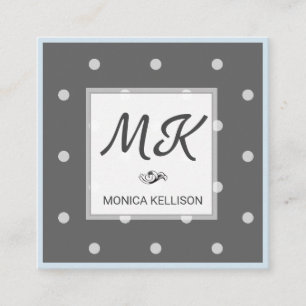 Cartão De Visita Quadrado Monograma com Pontos Polka