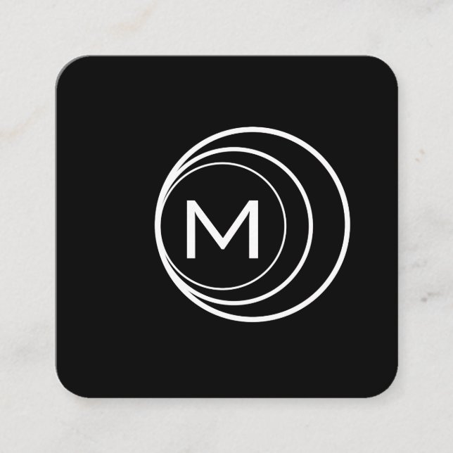 Cartão De Visita Quadrado Monograma contemporâneo (preto/Cinza) (Frente)
