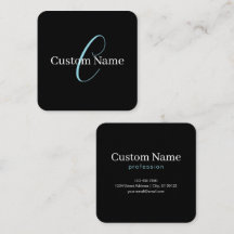 Monograma Curto Editável Branco Azul Preto