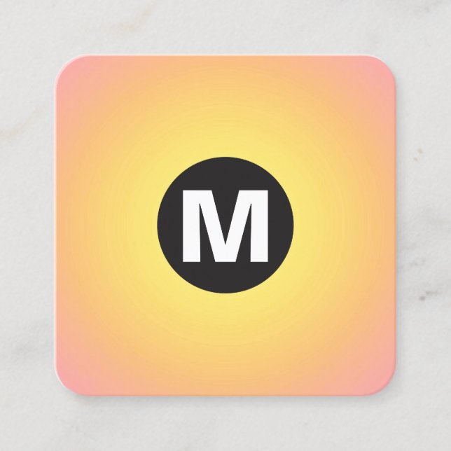 Cartão De Visita Quadrado Monograma da Mancha do Círculo - Gradiente - Amare (Frente)