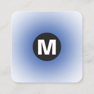 Cartão De Visita Quadrado Monograma da Spot Círculo - Gradiente - Azul Marin