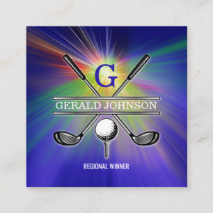 Cartão De Visita Quadrado Monograma de Golfe Mínimo Elegante