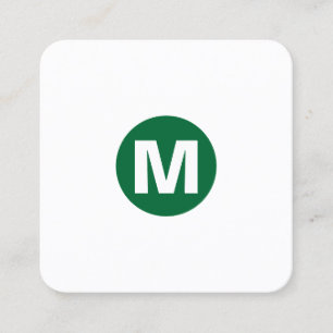 Cartão De Visita Quadrado Monograma de Manchas Círicas - Verde Florestal