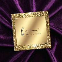 Monograma de Script Glitter Dourado Glamoroso