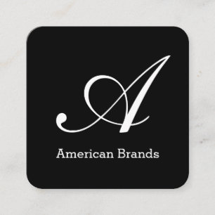 Cartão De Visita Quadrado Monograma de Serif Type