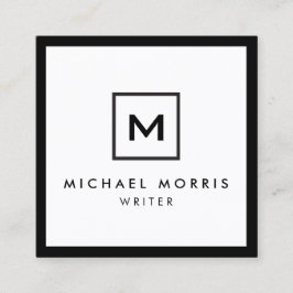 Cartão De Visita Quadrado Monograma do logotipo de caixa em preto/branco
