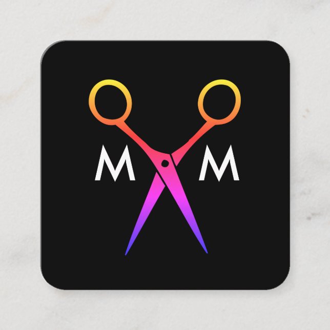 Cartão De Visita Quadrado Monograma do Salon Shears (Frente)