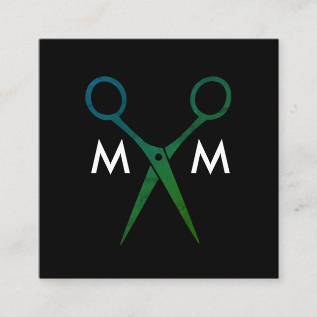 Cartão De Visita Quadrado Monograma do Salon Shears (Frente)