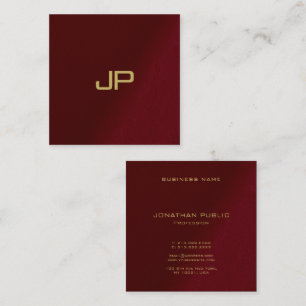 Cartão De Visita Quadrado Monograma Dourado Elegante Personalizado