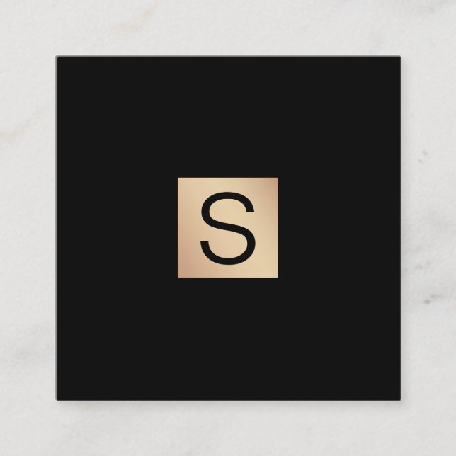 Cartão De Visita Quadrado Monograma Dourado Luxo Moderno (Frente)