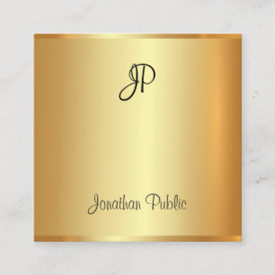 Cartão De Visita Quadrado Monograma Dourado Moderno e Elegante Moderno