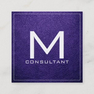 Cartão De Visita Quadrado Monograma Elegante Magenta Magenta Moderna Couro V