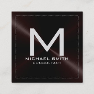 Cartão De Visita Quadrado Monograma Elegante Moderno Escuro Sem Manchas