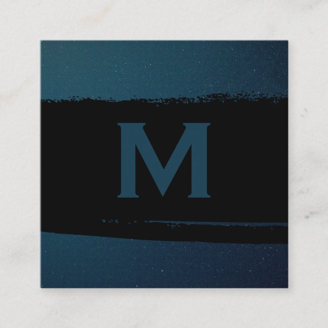 Cartão De Visita Quadrado Monograma executivo | Bruto preto | Empresa (Frente)