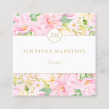 Monograma Floral Colorido Cor de Água Rosa Botânic