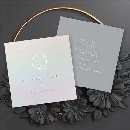 Cartão De Visita Quadrado Monograma Iridescente Luminoso Minimalista Moderno