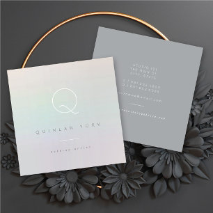 Cartão De Visita Quadrado Monograma Iridescente Luminoso Moderno Minimalista