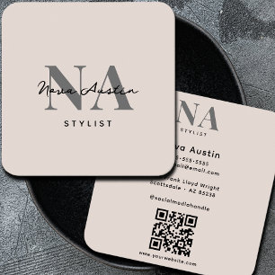 Cartão De Visita Quadrado Monograma Luxe Trendência Estética Lente Rosa Cor-