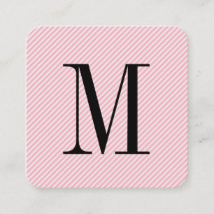 Cartão De Visita Quadrado Monograma Moderno Minimalista com Stripes