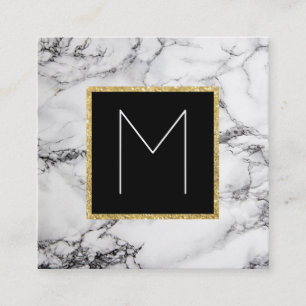 Cartão De Visita Quadrado monograma no mármore