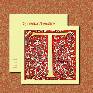 Cartão De Visita Quadrado Monograma ornamental antigo - quadrado T maiúsculo