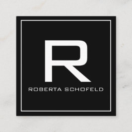Cartão De Visita Quadrado Monograma preto profissional moderno