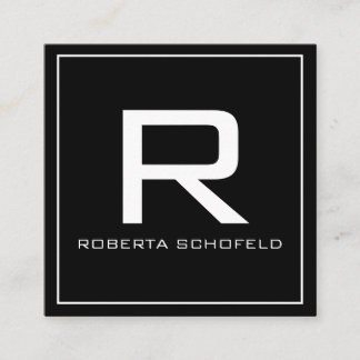 Cartão De Visita Quadrado Monograma preto profissional moderno