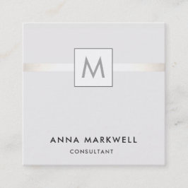 Cartão De Visita Quadrado Monograma Profissional de Cinza Moderna