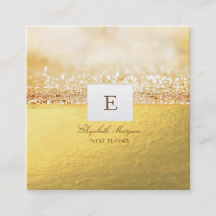 Cartão De Visita Quadrado Monograma Profissional Elegante Dourado Brilho Bok