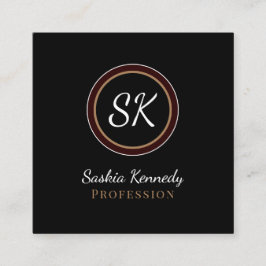 Cartão De Visita Quadrado Monograma Profissional Misturado Castanho Misturad