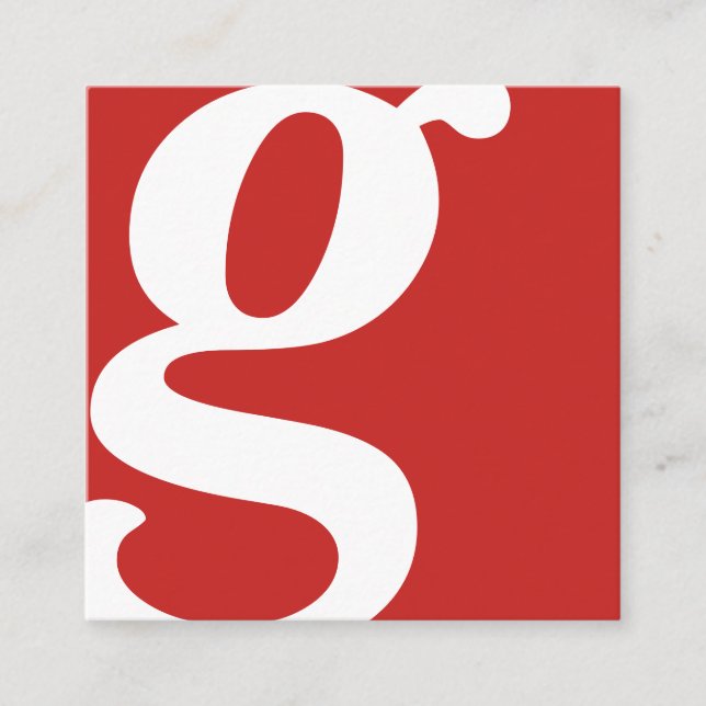 Cartão De Visita Quadrado monograma quadrado vermelho (Frente)
